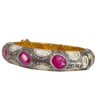 Wide Diamond And Ruby Bangle