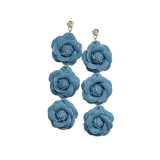 Denim Flower Duster Earring