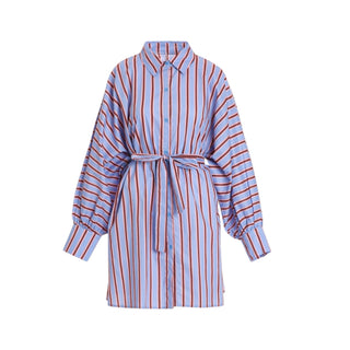 Blue Striped Shirt Dress