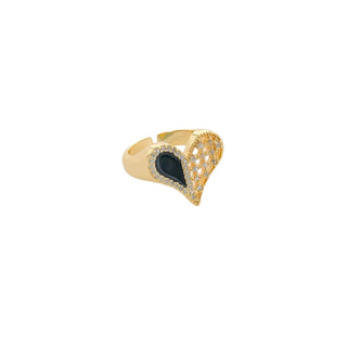 Adjustable Enamel Heart Ring