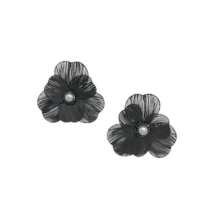 Black Flower Statement Stud