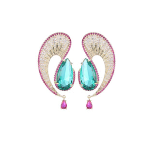 Pink And Blue Statement Earring