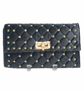 Velveteen Studded Clutch