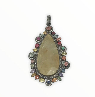 Rutilated Quartz And Diamond Pendant