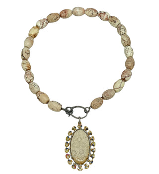 Fossil Coral And Diamond Necklace