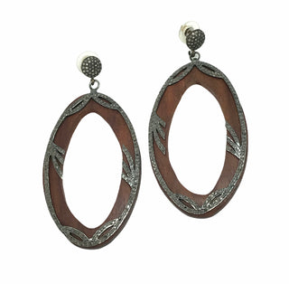 Wood And Diamond Earrings