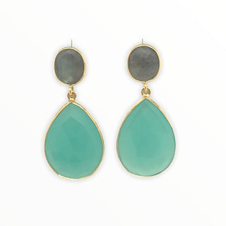 Chalcedony And Laboradite Drop Earring