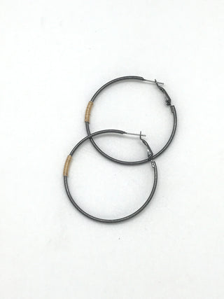 Gold Wire Wraped Oxidized Hoop